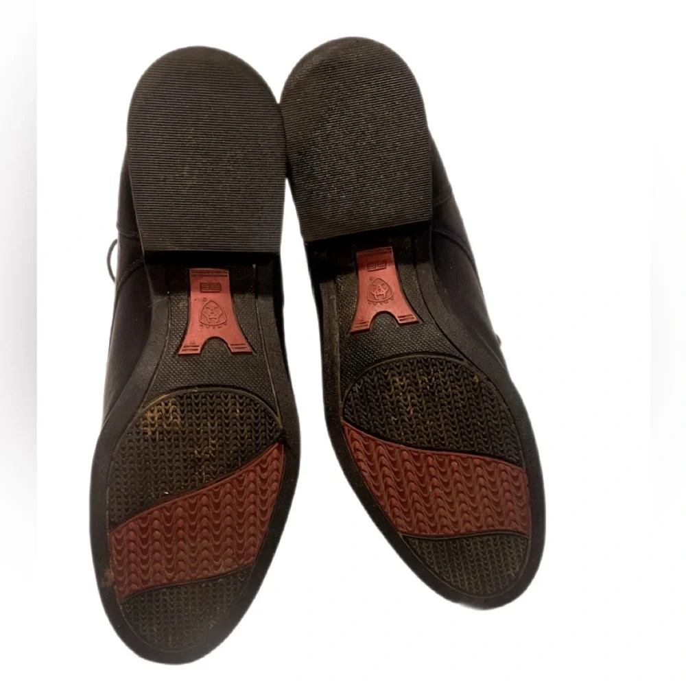 Ariat heritage Black Zipper Bohemian Trendy Leather Stack Heel Lace-Up Boots 7 - Picture 7 of 7